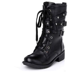 Studded Strappy Combat Boots